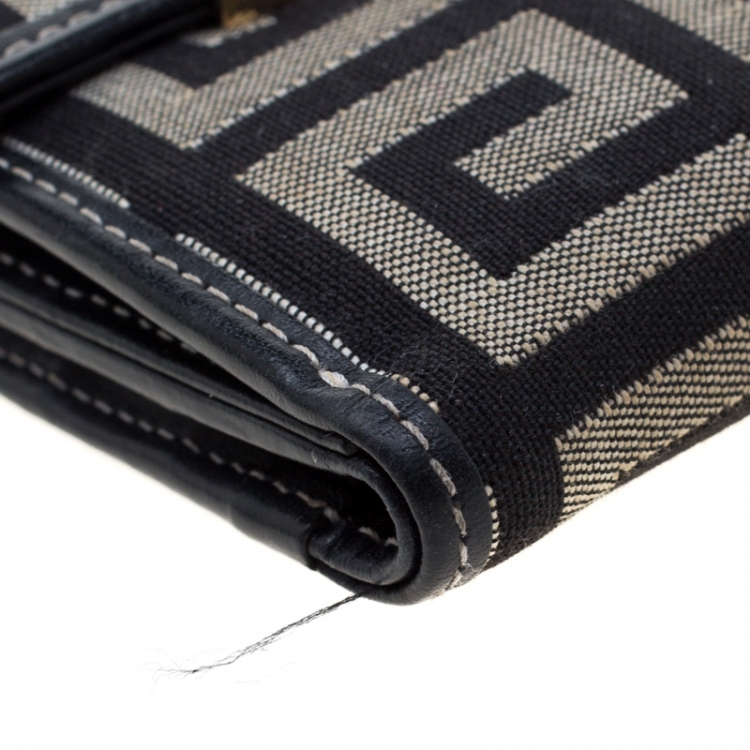 Pre Owned Givenchy Beige/Black Canvas Compact Wallet