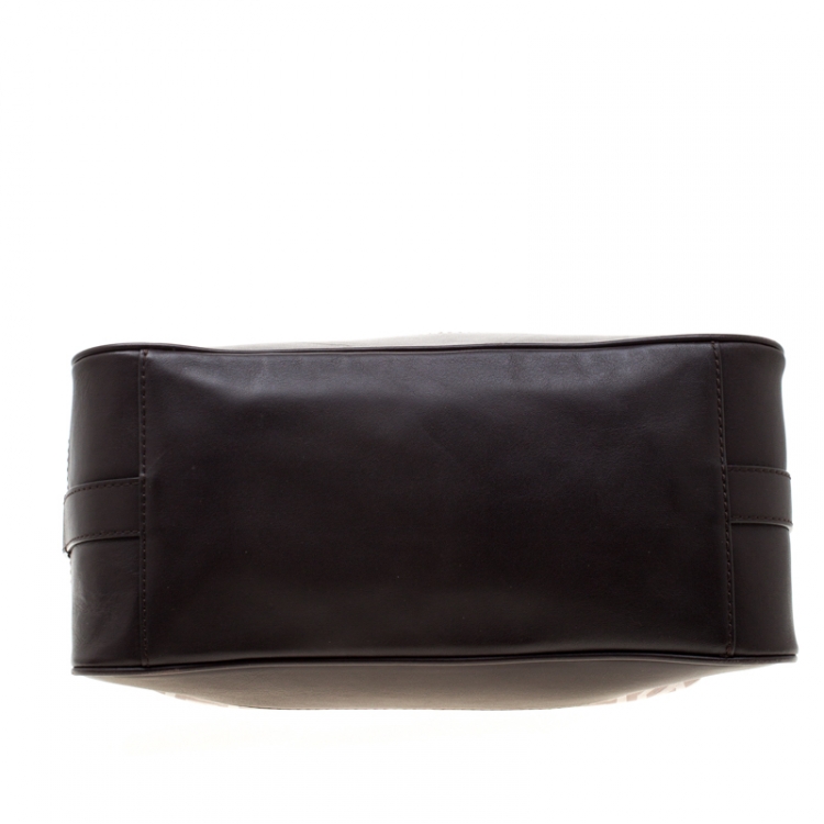 Pre Owned Givenchy Brown/Off-White Monogram Canvas and Leather Hobo