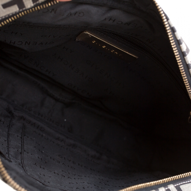 Pre Owned Givenchy Black/White Signature Canvas and Leather Crossbody Bag