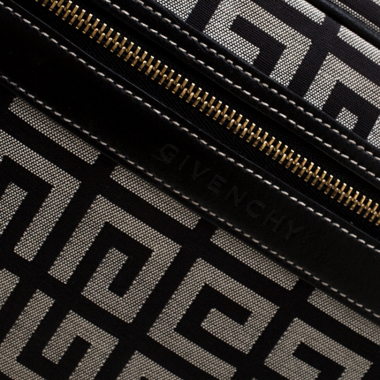 Pre Owned Givenchy Black/White Signature Canvas and Leather Crossbody Bag