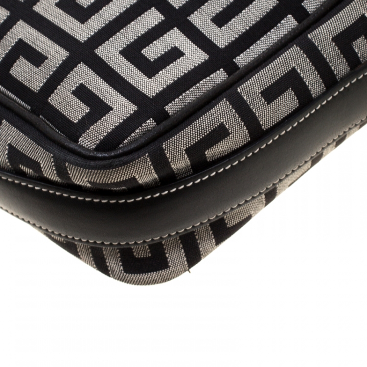 Pre Owned Givenchy Black/White Signature Canvas and Leather Crossbody Bag