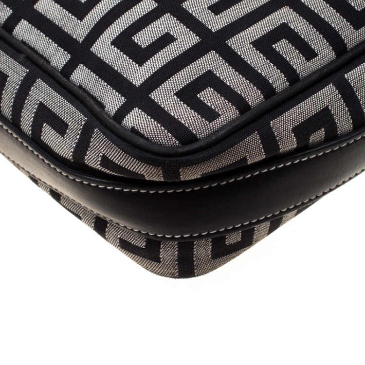 Pre Owned Givenchy Black/White Signature Canvas and Leather Crossbody Bag