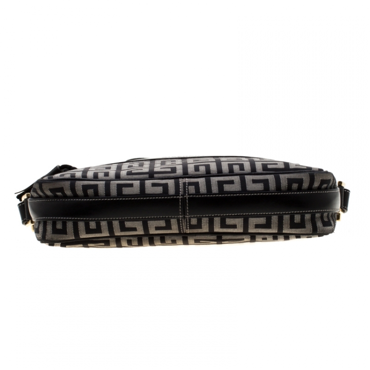 Pre Owned Givenchy Black/White Signature Canvas and Leather Crossbody Bag