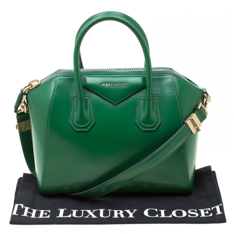 Pre Owned Givenchy Green Leather Small Antigona Satchel
