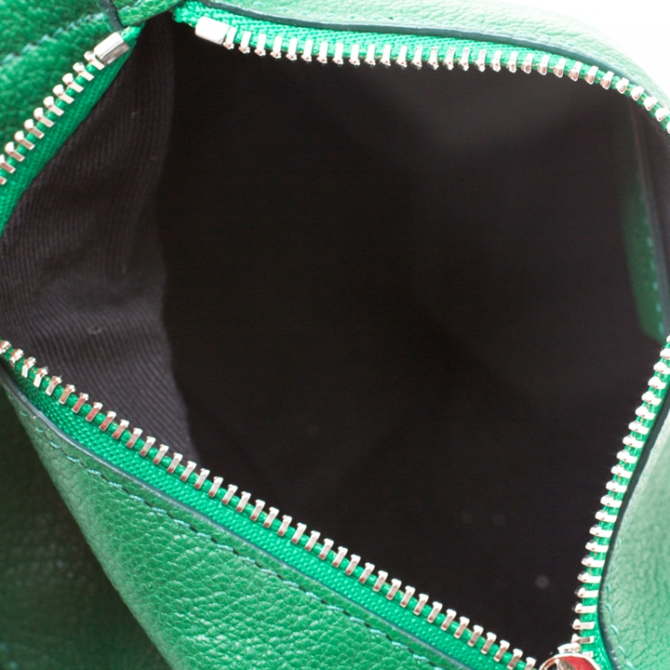 Pre Owned Givenchy Green Leather Pandora Wristlet Pouch
