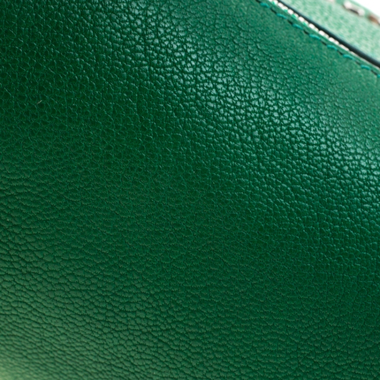 Pre Owned Givenchy Green Leather Pandora Wristlet Pouch