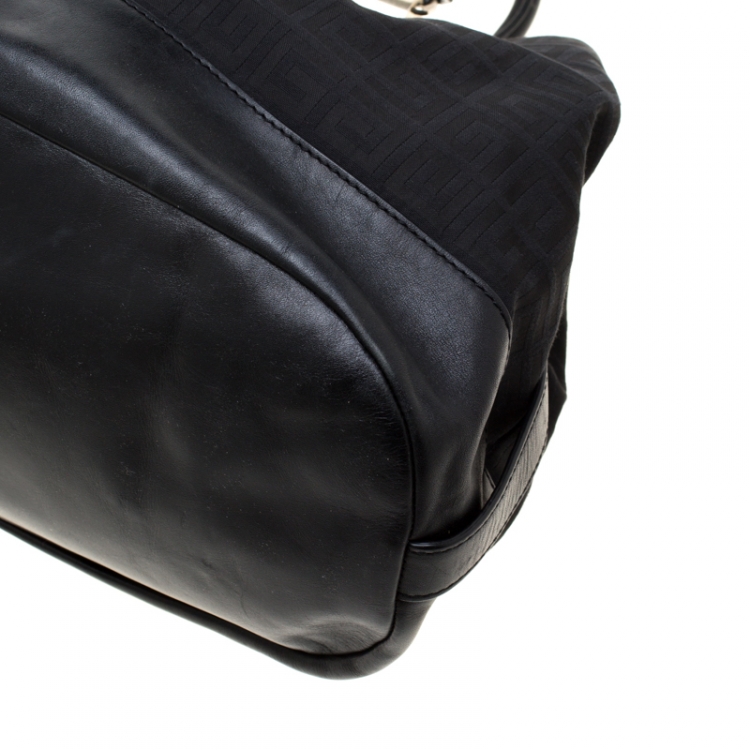 Pre Owned Givenchy Black Monogram Canvas and Leather Satchel