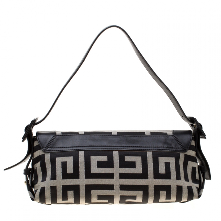 Pre Owned Givenchy Black Canvas and Leather Shoulder Bag
