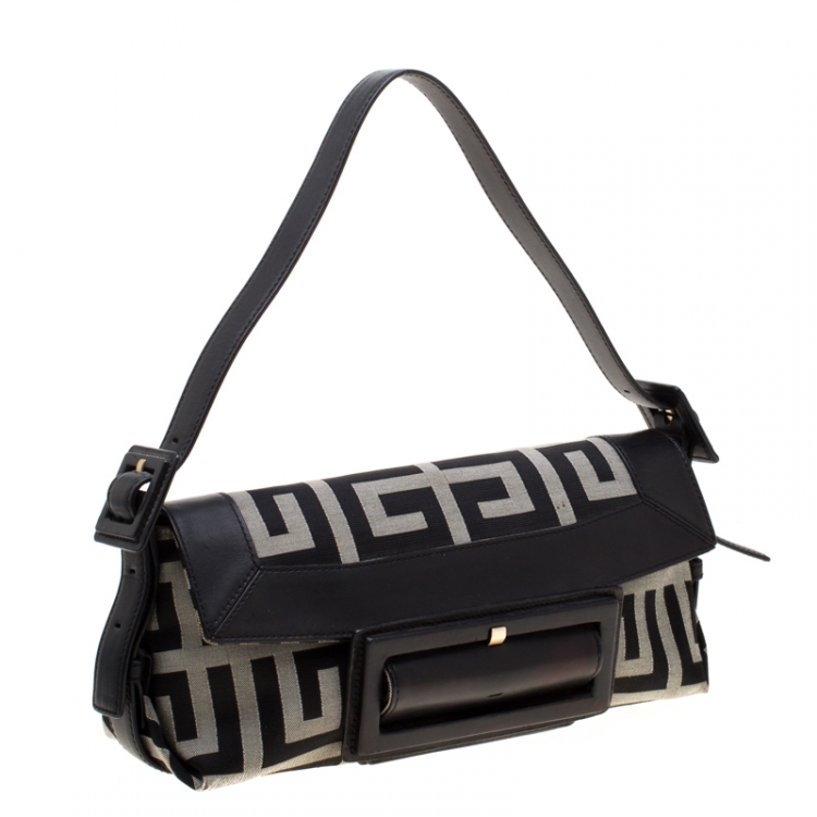 Pre Owned Givenchy Black Canvas and Leather Shoulder Bag