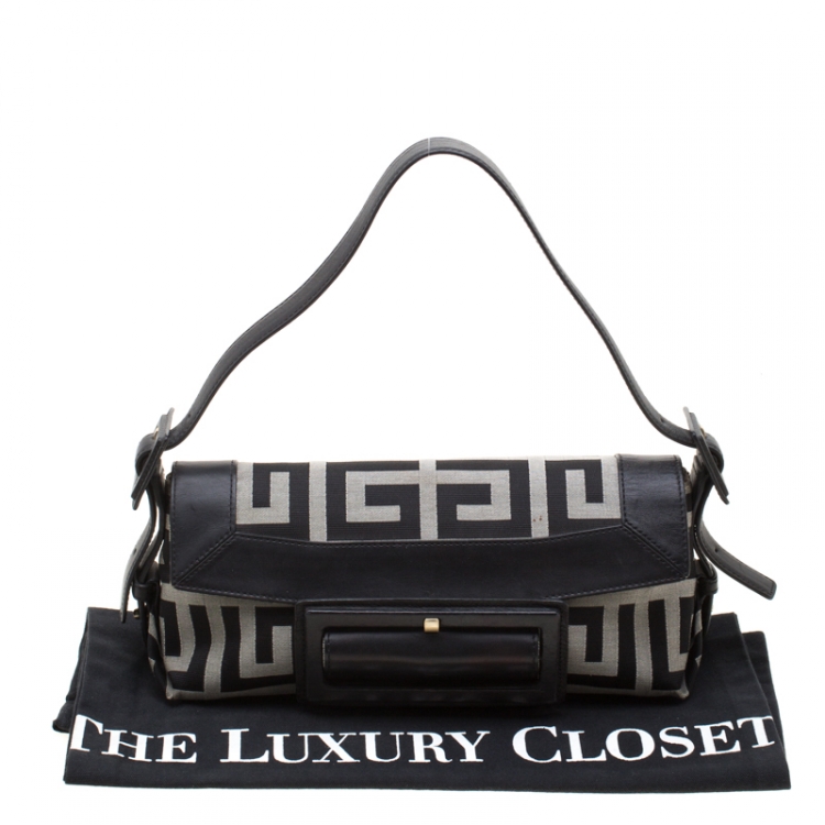 Pre Owned Givenchy Black Canvas and Leather Shoulder Bag