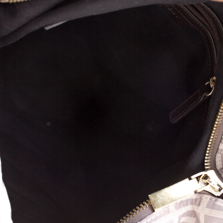 Pre Owned Givenchy Brown/Grey Monogram Canvas and Leather Large Hobo