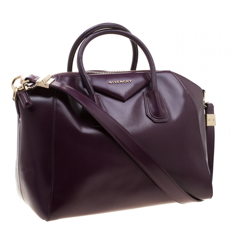 Pre Owned Givenchy Purple Leather Antigona Satchel