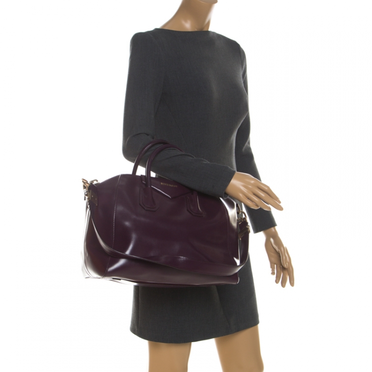 Pre Owned Givenchy Purple Leather Antigona Satchel
