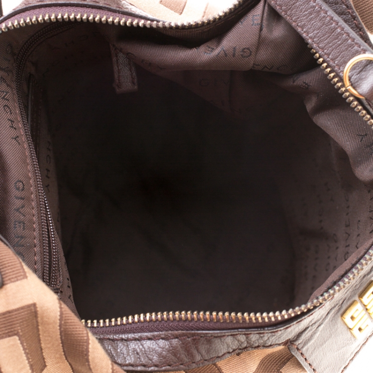 Pre Owned Givenchy Brown Monogram Canvas and Leather Hobo