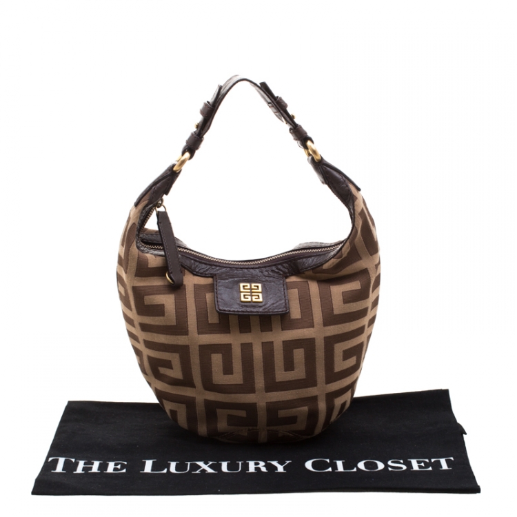 Pre Owned Givenchy Brown Monogram Canvas and Leather Hobo