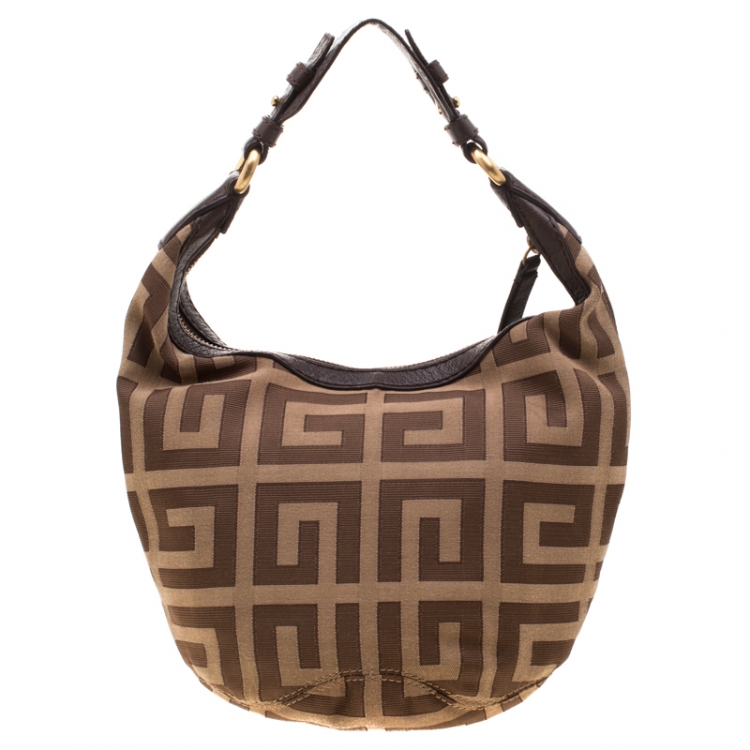 Pre Owned Givenchy Brown Monogram Canvas and Leather Hobo
