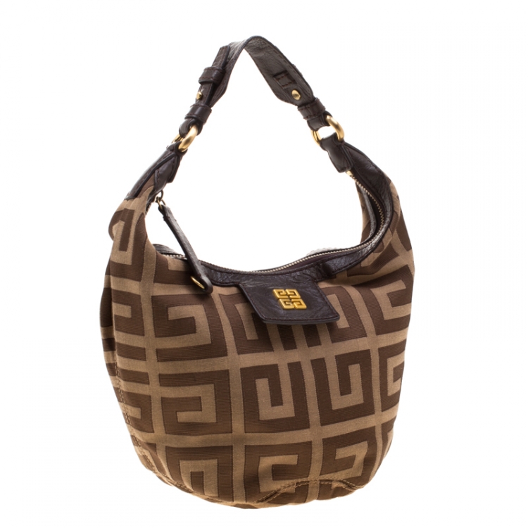 Pre Owned Givenchy Brown Monogram Canvas and Leather Hobo