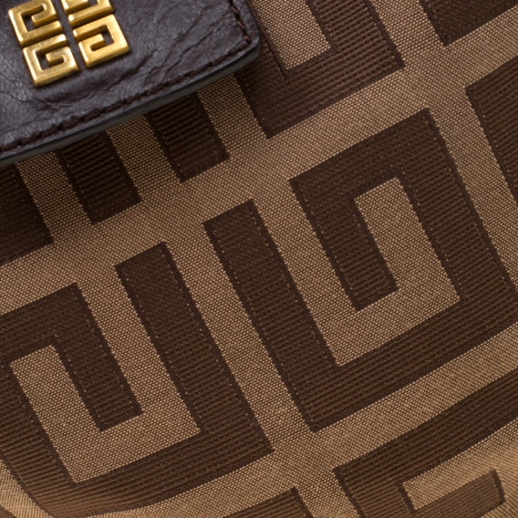Pre Owned Givenchy Brown Monogram Canvas and Leather Hobo