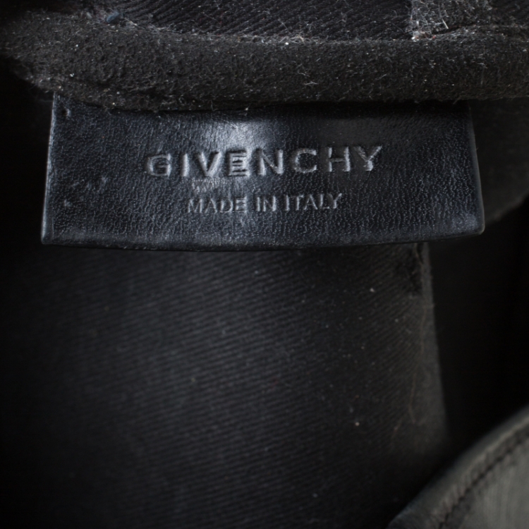 Pre Owned Givenchy Black Rottweiler Print Coated Canvas Medium Antigona Tote