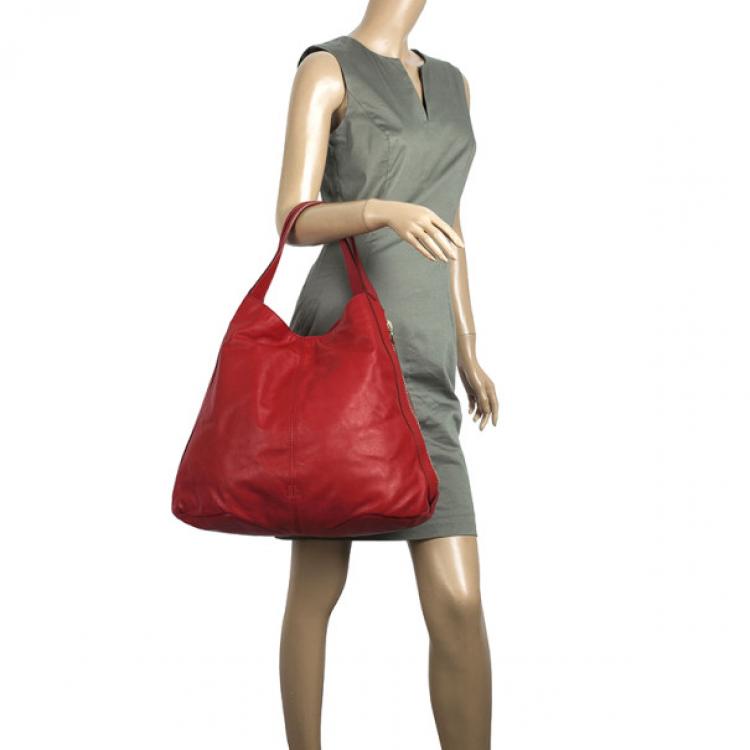Pre Owned Givenchy Red Lambskin Tinhan Shopper 