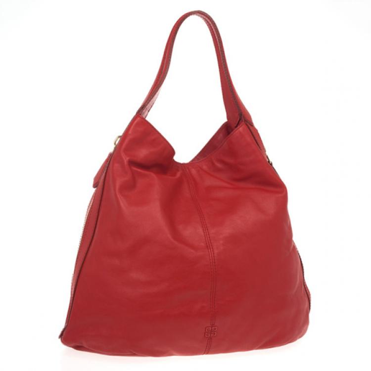 Pre Owned Givenchy Red Lambskin Tinhan Shopper 