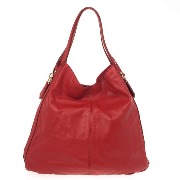 Pre Owned Givenchy Red Lambskin Tinhan Shopper 