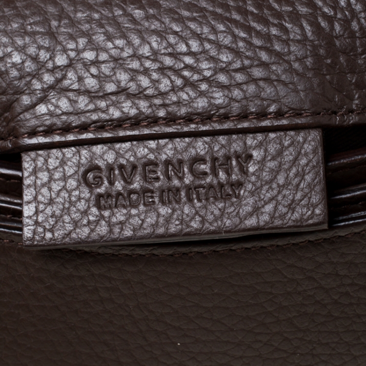 Pre Owned Givenchy Brown Leather Medium Antigona Envelope Clutch
