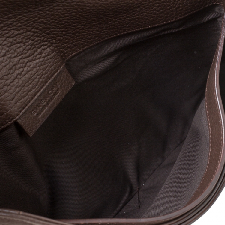 Pre Owned Givenchy Brown Leather Medium Antigona Envelope Clutch