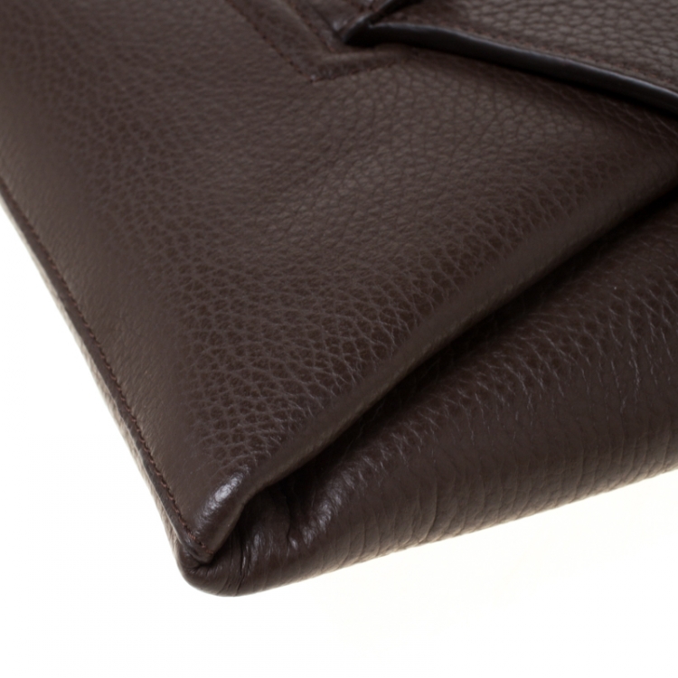 Pre Owned Givenchy Brown Leather Medium Antigona Envelope Clutch
