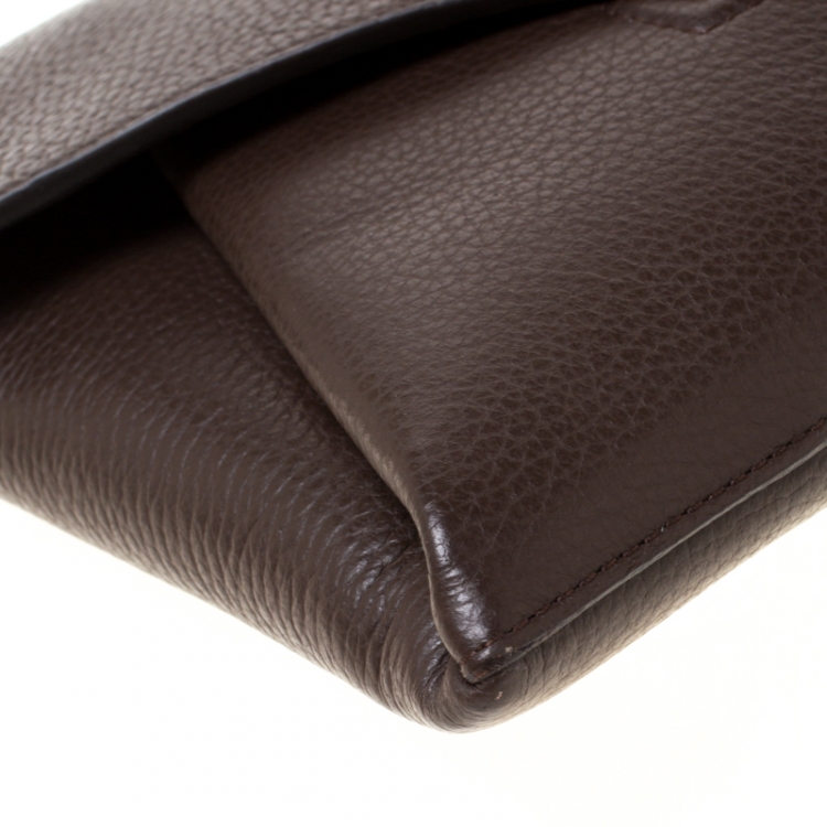 Pre Owned Givenchy Brown Leather Medium Antigona Envelope Clutch