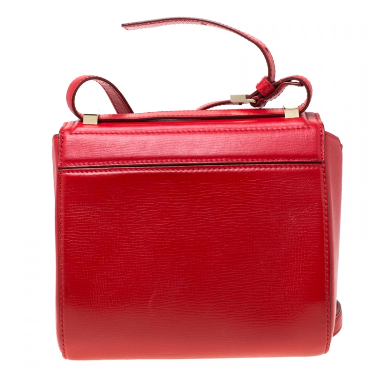 مملوكة مسبقًا Givenchy Red Leather Mini Pandora Box Crossbody Bag
