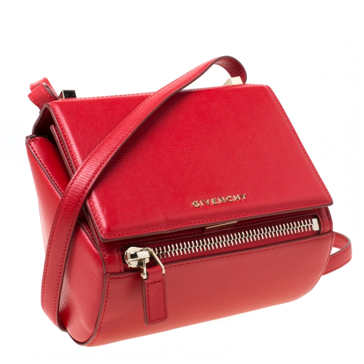 مملوكة مسبقًا Givenchy Red Leather Mini Pandora Box Crossbody Bag