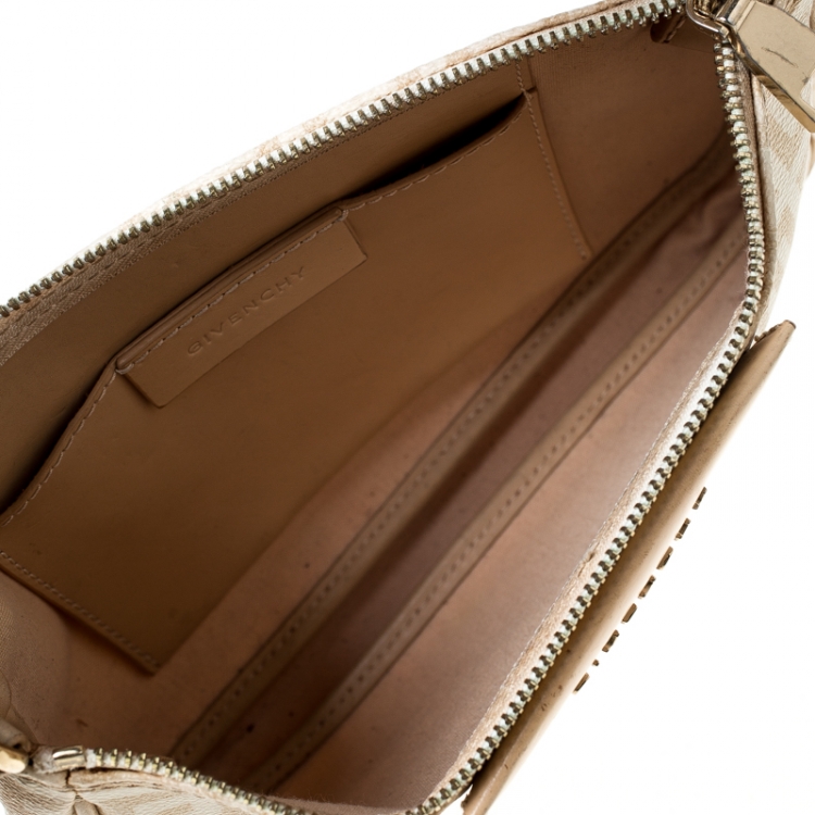 مملوكة مسبقًا Givenchy Beige Monogram Coated Canvas and Leather Baguette