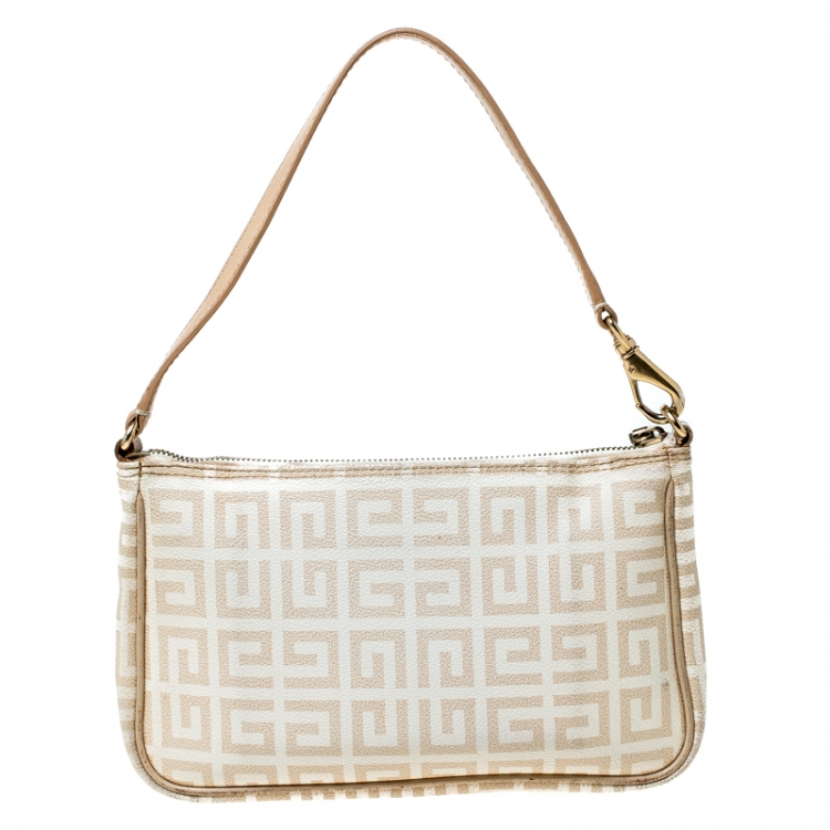 مملوكة مسبقًا Givenchy Beige Monogram Coated Canvas and Leather Baguette