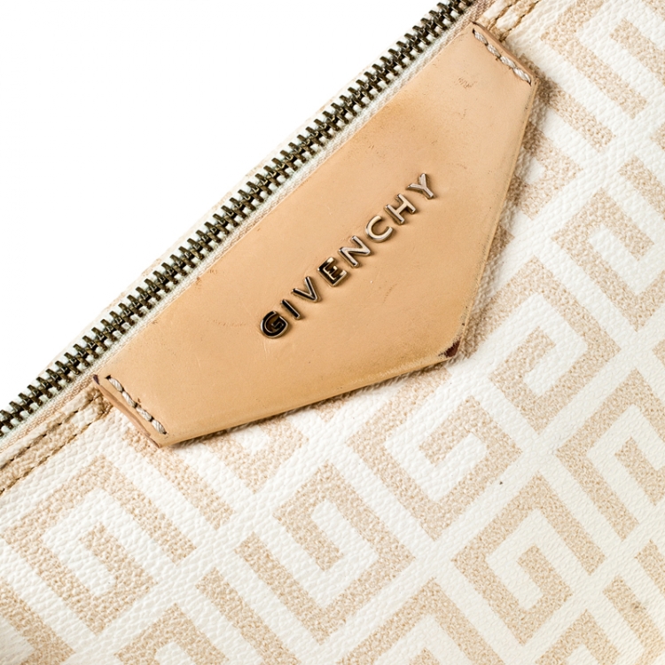 مملوكة مسبقًا Givenchy Beige Monogram Coated Canvas and Leather Baguette