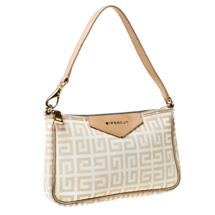 مملوكة مسبقًا Givenchy Beige Monogram Coated Canvas and Leather Baguette