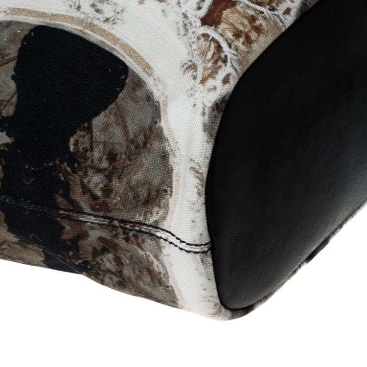 Pre Owned Givenchy Black/Beige Cathedral Print Canvas and Leather Nightingale Tote