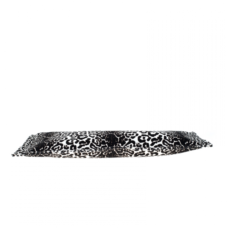 Pre Owned Givenchy Balck/White Leopard Print Canvas Clutch