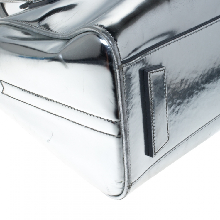 Pre Owned Givenchy Silver Leather Small Antigona Satchel