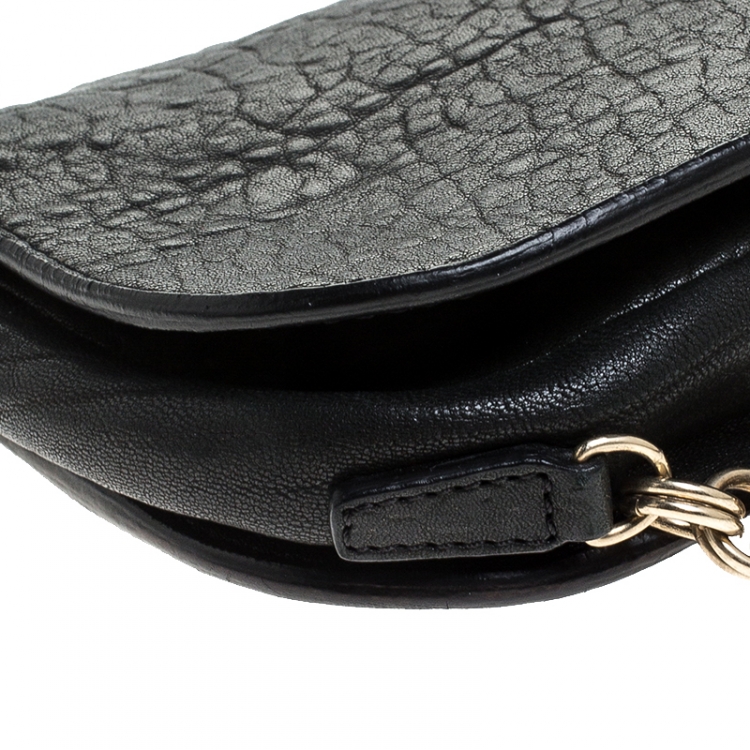 Pre Owned Givenchy Black Leater Chain Detail  Flap Clutch