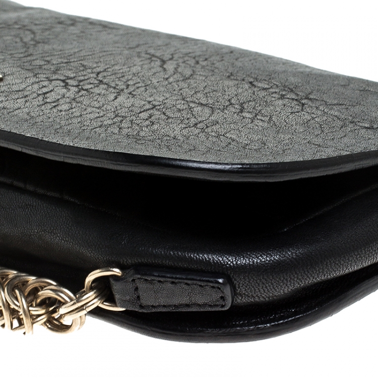 Pre Owned Givenchy Black Leater Chain Detail  Flap Clutch
