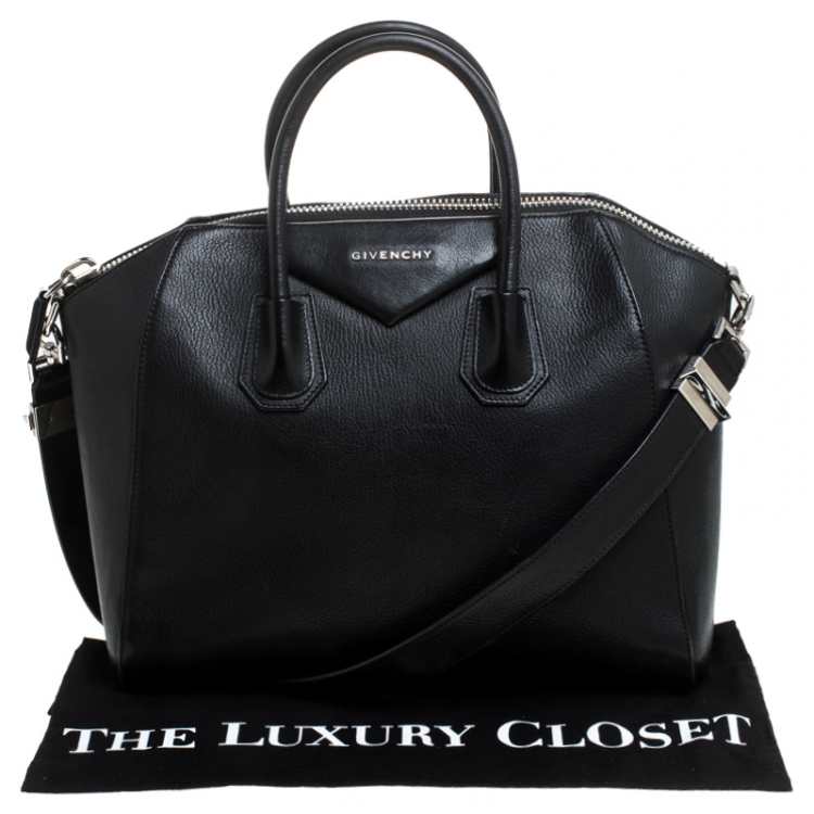Pre Owned Givenchy Black Leather Medium Antigona Satchel