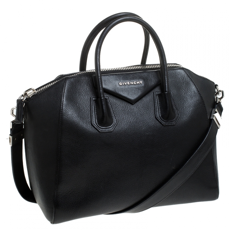 Pre Owned Givenchy Black Leather Medium Antigona Satchel