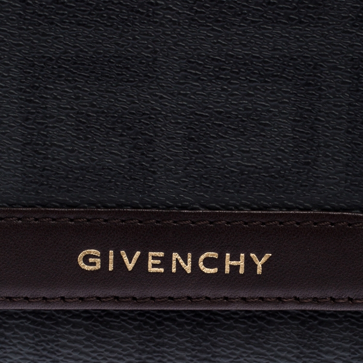 Pre Owned Givenchy Black Monogram Leather Flap Compact Wallet