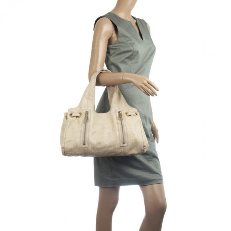 Pre Owned Givenchy Beige Monogram Canvas Hobo