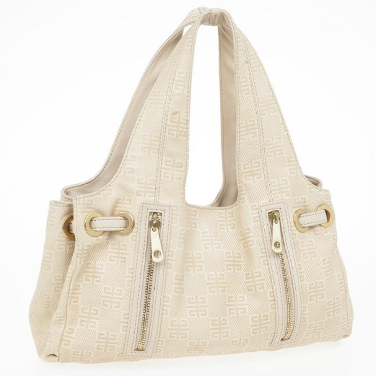 Pre Owned Givenchy Beige Monogram Canvas Hobo