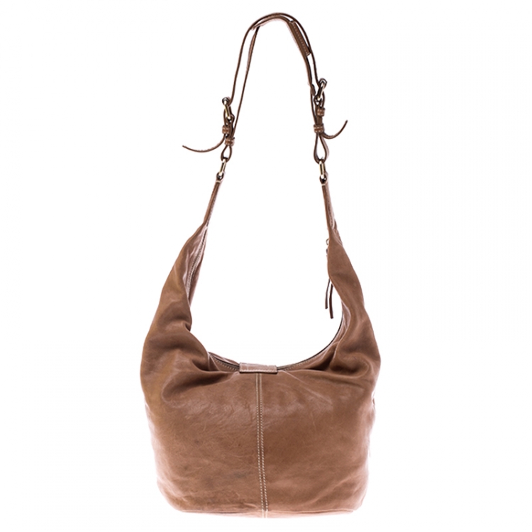 Pre Owned Givenchy Tan Leather Buckle Hobo 