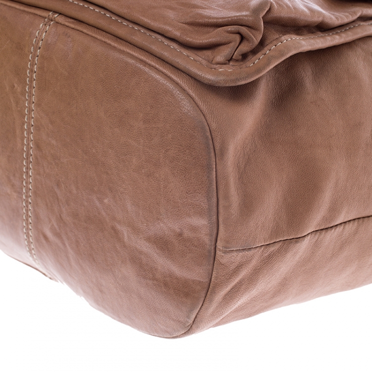 Pre Owned Givenchy Tan Leather Buckle Hobo 