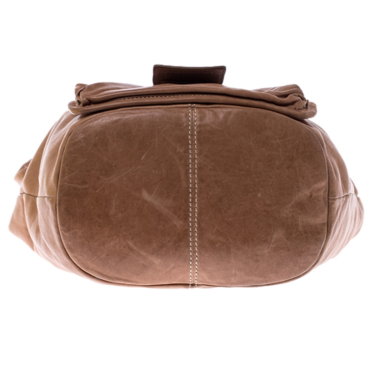 Pre Owned Givenchy Tan Leather Buckle Hobo 