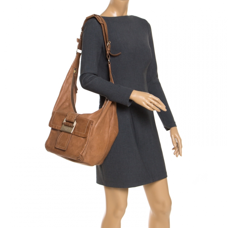 Pre Owned Givenchy Tan Leather Buckle Hobo 